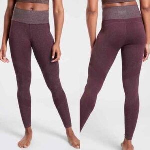 Athleta Women S Antique Burgundy Metallic Athletic Workout Twilight Tight 2.0